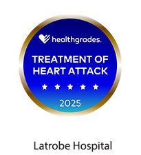 Treatment of Heart Attack 2025, Healthgrades logo - Award badge for Latrobe Hospital