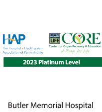 HAP/CORE Donate LIfe Platinum Level Award 2023 - Butler